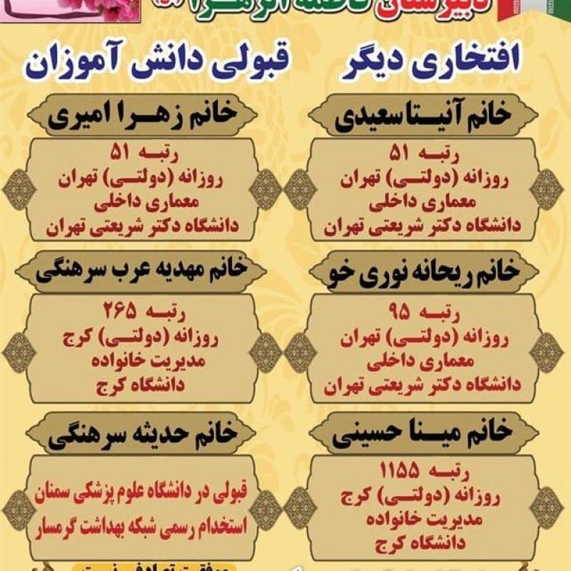 دبیرستان دخترانه فاطمه الزهرا(س)